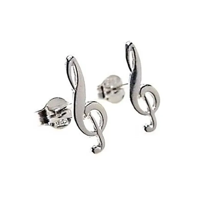 Pendientes plata Ley 925m clave Sol 15mm. liso [AB5298]