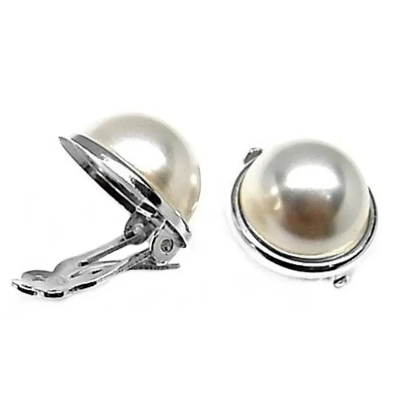 Pendientes plata Ley 925m media perla bocel 14mm. [AB5340]