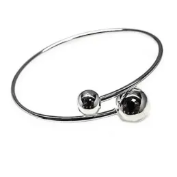 Pulsera plata Ley 925m tubo rígido motivo bolas [AB5395]