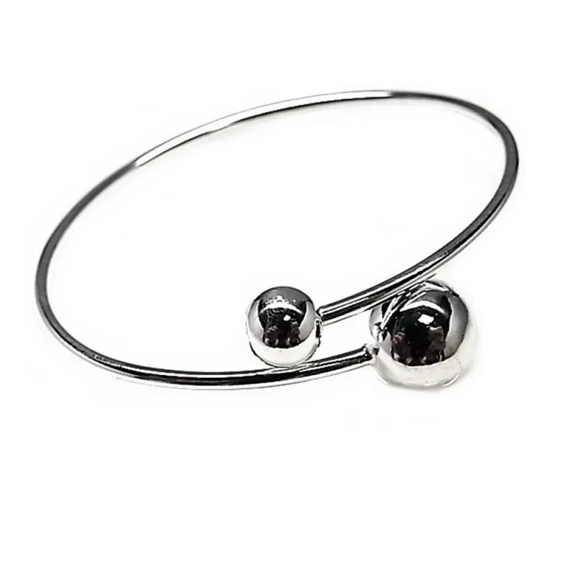 Pulsera plata Ley 925m tubo rígido motivo bolas [AB5395]