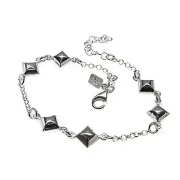 Pulsera plata Ley 925m 16.5cm. motivos rombos cadena rolo [AB5402]