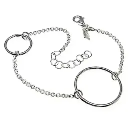 Pulsera plata Ley 925m 16.5cm. cadena rolo motivos círculos [AB5404]