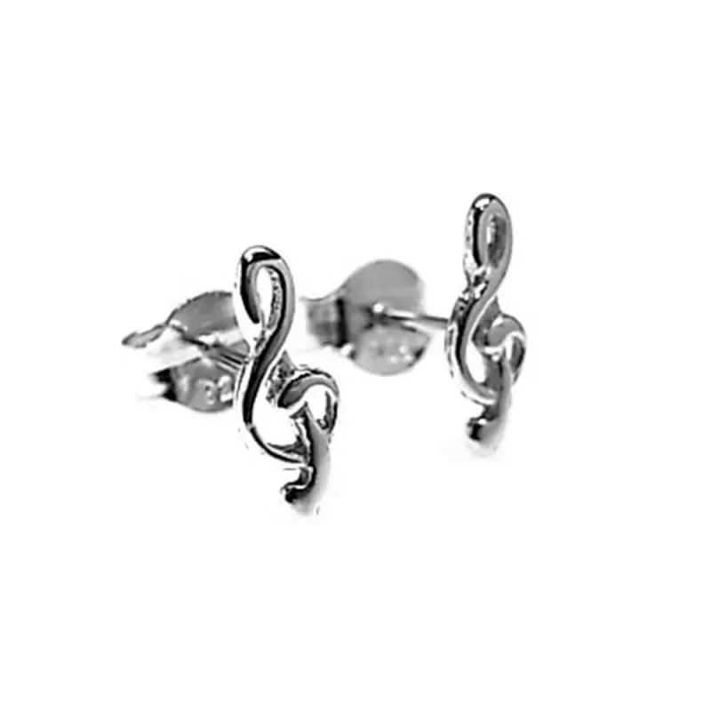 Pendientes plata Ley 925m motivo clave sol lisos [AB5433]