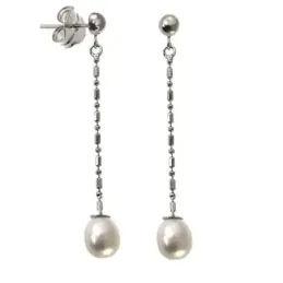 Pendientes plata Ley 925m media bola perlas cultivadas [AB5479]