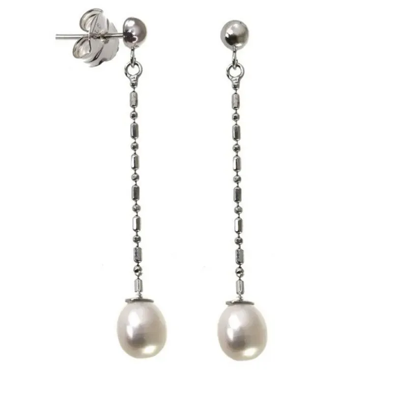 Pendientes plata Ley 925m media bola perlas cultivadas [AB5479]