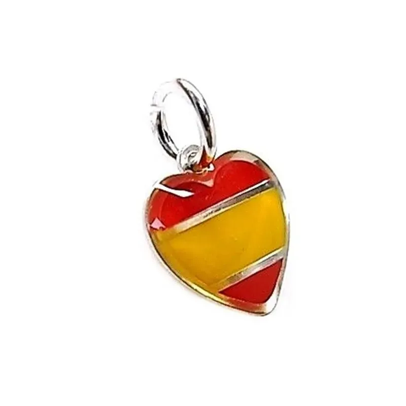 Colgante plata Ley 925m corazón esmaltado bandera España [AB5485]