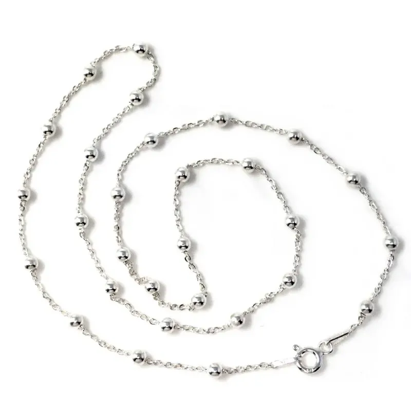 Cadena plata Ley 925m 40cm. bolitas combinada [AB6049]