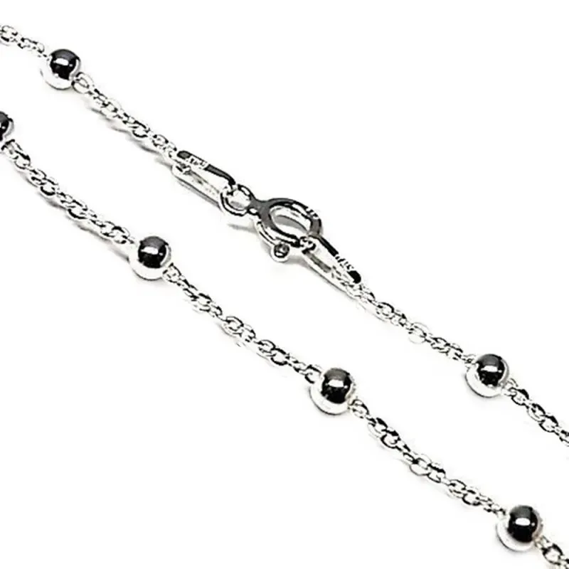 Cadena plata Ley 925m 40cm. bolitas combinada [AB6049]