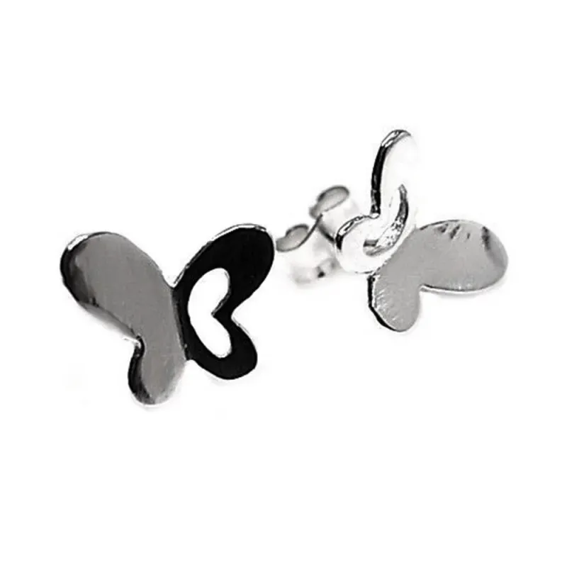 Pendientes plata Ley 925m mariposa 9mm. Lisa [AB6073]