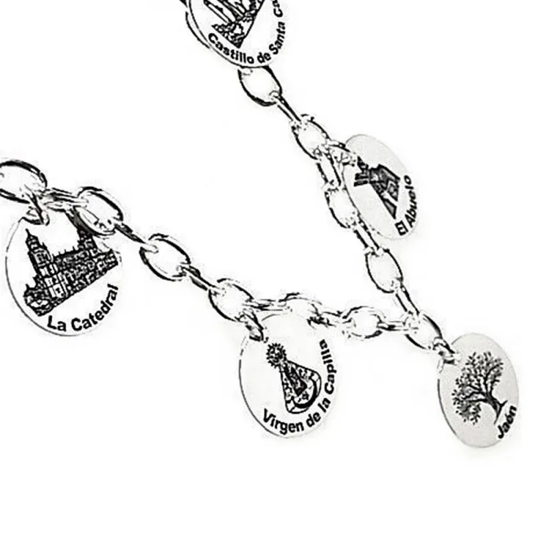 Pulsera plata Ley 925m fetiche 18.5cm. monumentos Jaén [AB6081]