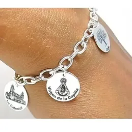 Pulsera plata Ley 925m fetiche 18.5cm. monumentos Jaén [AB6081]