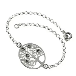 Pulsera plata Ley 925m 17cm. árbol de la vida circonitas [AB6187]