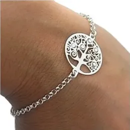 Pulsera plata Ley 925m 17cm. árbol de la vida circonitas [AB6187]