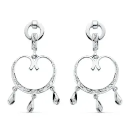 Pendientes oro blanco 18k 42mm. circonitas rombos [AB8761]