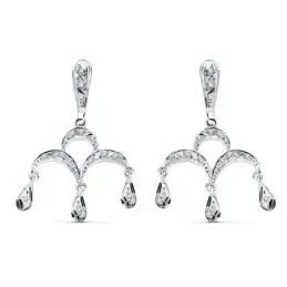 Pendientes oro blanco 18k 33mm. circonitas trío lágrimas [AB8763]