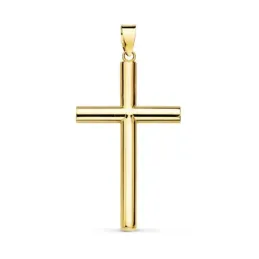 Colgante oro 18k cruz lisa 32mm. media caña [AB8781]
