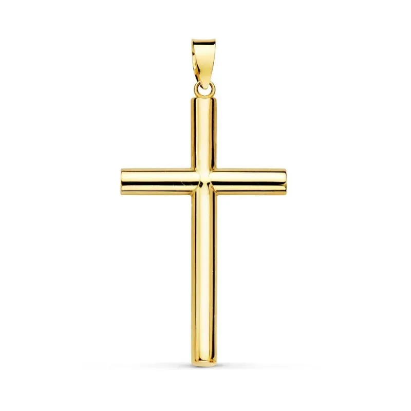 Colgante oro 18k cruz lisa 32mm. media caña [AB8781]