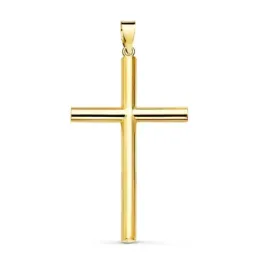 Colgante oro 18k cruz lisa 38mm. media caña [AB8788]