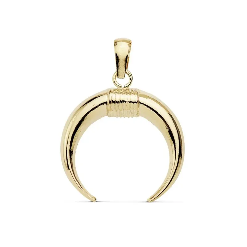 Colgante oro 18k cuerno 16mm. liso [AB8830]