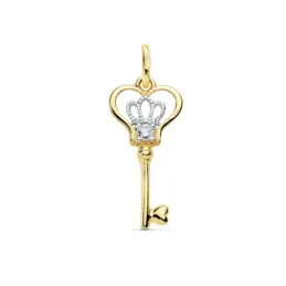 Colgante oro 18k bicolor 18mm. llave circonitas [AB8832]