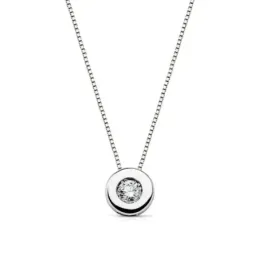 Colgante oro blanco 18k brillante 0.08ct. chatón cadena [AB8840]
