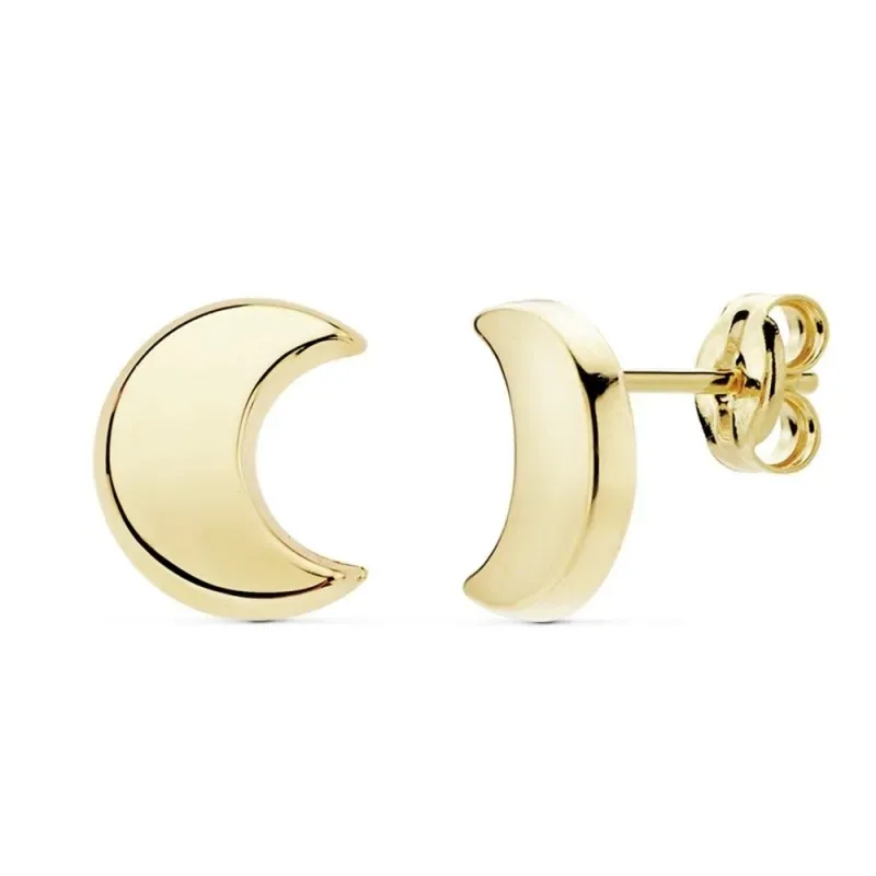 Pendientes oro 18k media luna 9mm. lisa [AB8885]