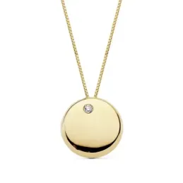 Colgante oro 18k cadena 42cm. motivo redondo 10mm. circonita [AB8892]
