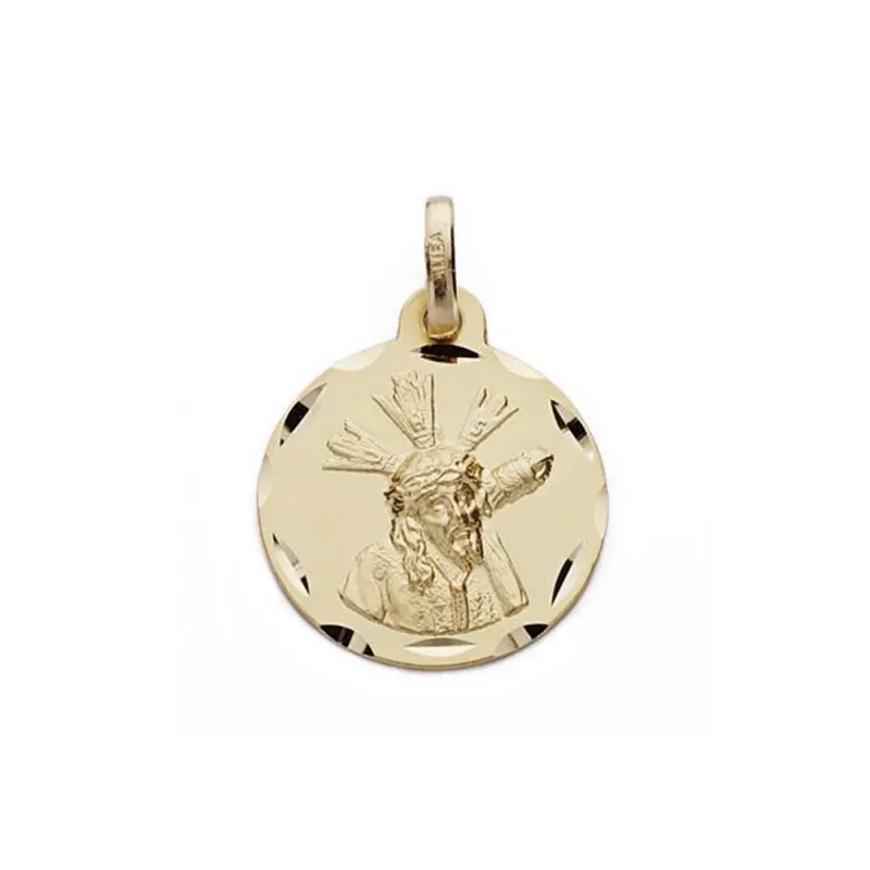 Medalla oro 18k Cristo Gran Poder 16mm. tallada [AB8985GR]