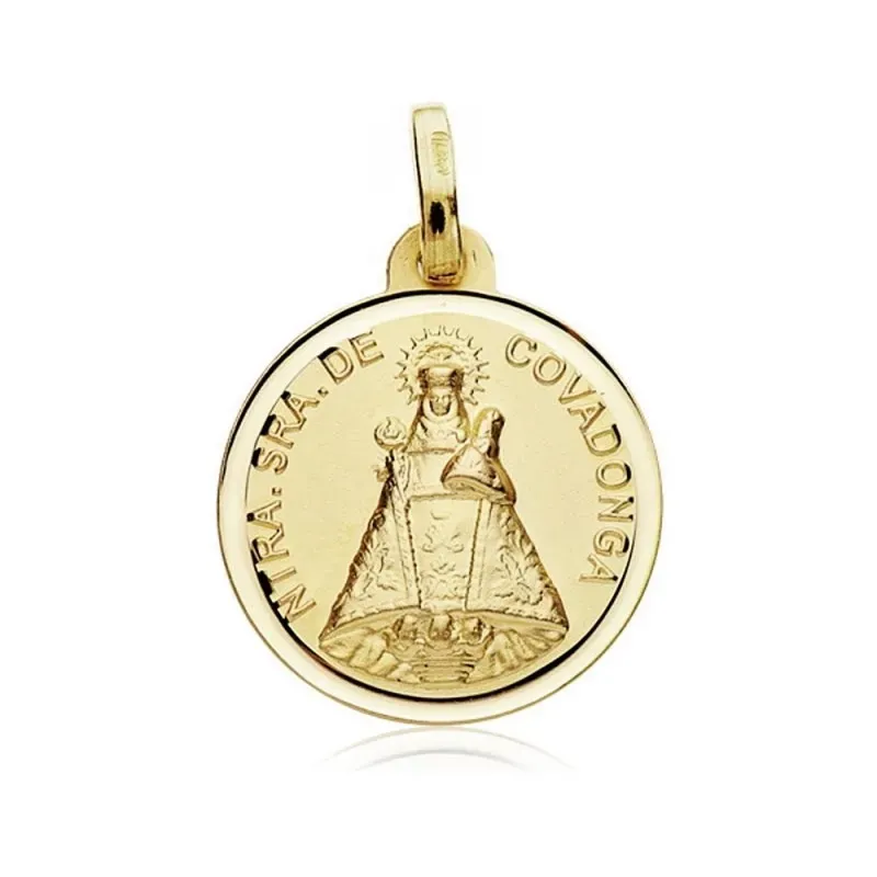 Medalla oro 18k Virgen Covadonga 18mm. bisel [AB8986]