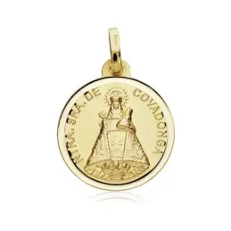 Medalla oro 18k Virgen Covadonga 18mm. bisel [AB8986GR]