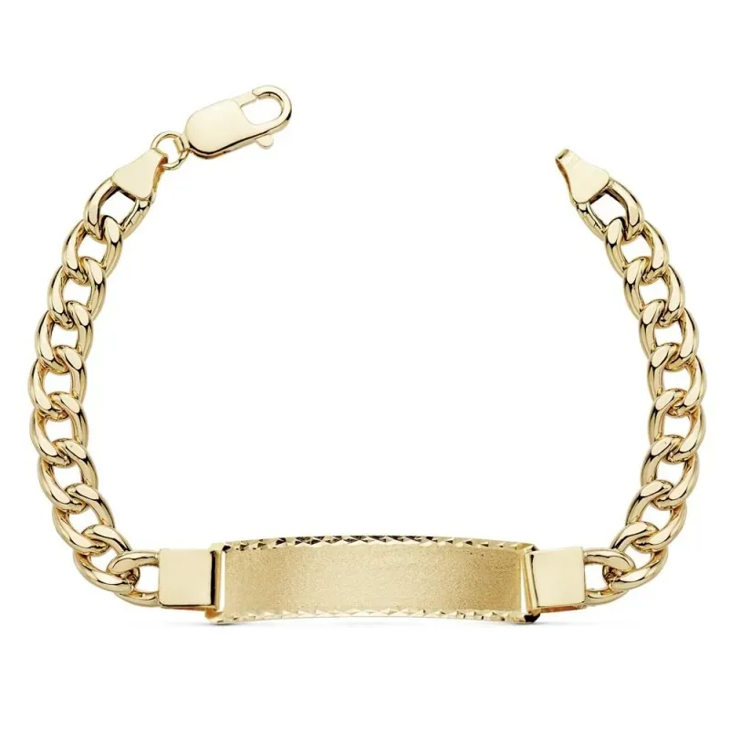 Esclava oro 18k barbada 21.5cm. hueca chapa tallada [AB8992GR]