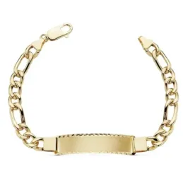Esclava oro 18k 21.5cm. eslabón 3x1 hueca chapa tallada [AB8994GR]