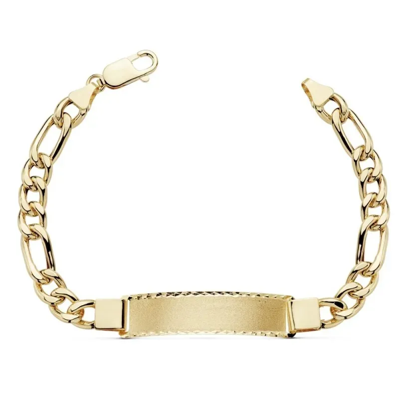 Esclava oro 18k 21.5cm. eslabón 3x1 hueca chapa tallada [AB8994GR]