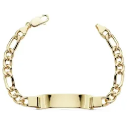 Esclava oro 18k 21.5cm. eslabón 3x1 hueca chapa brillo [AB8995]