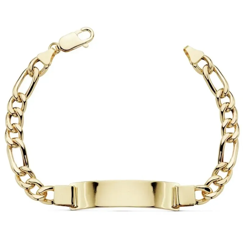Esclava oro 18k 21.5cm. eslabón 3x1 hueca chapa brillo [AB8995]