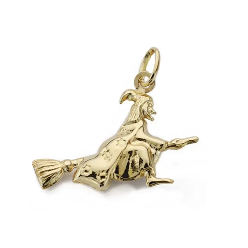 Colgante oro 18k 22mm. motivo bruja escoba [AB9011]