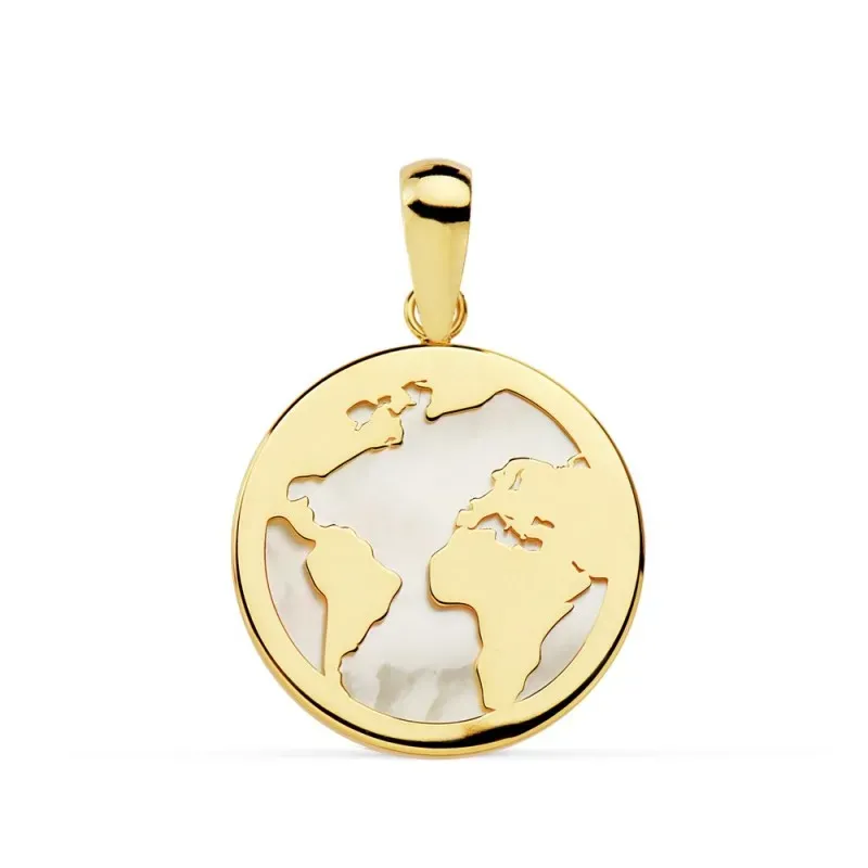 Colgante oro 18k mapamundi 17mm. nácar [AB9344]