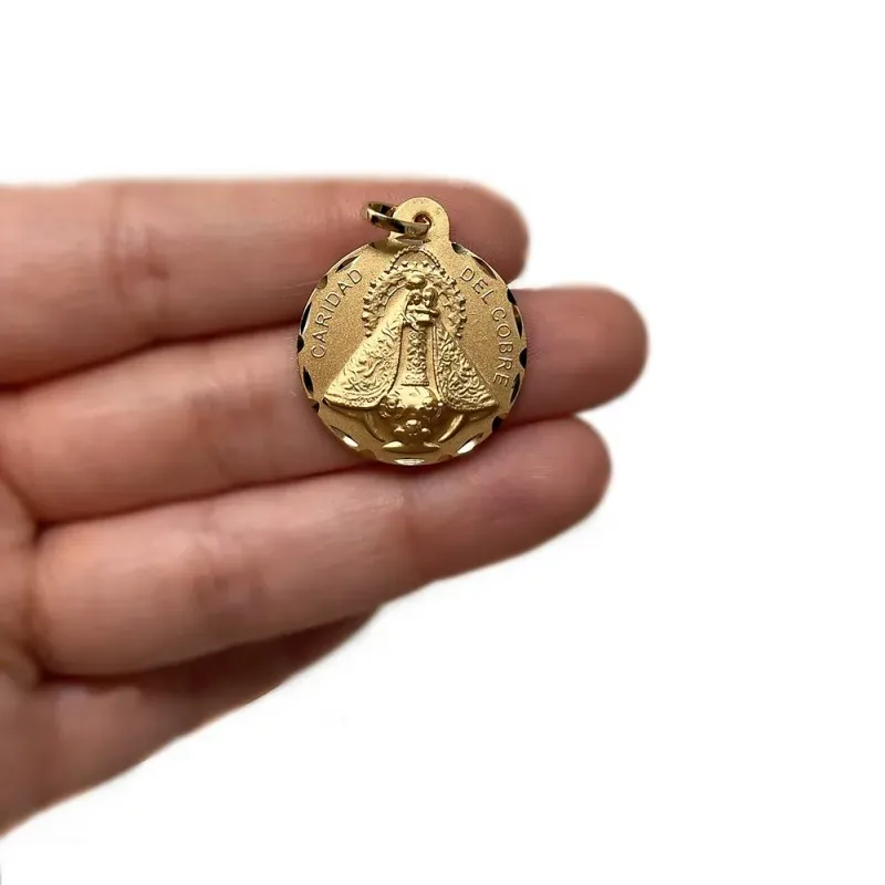 Medalla oro 18k escapulario Virgen Caridad Cobre 24mm. [AB3764]