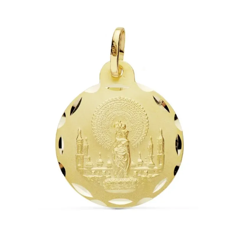 Medalla oro 18k Virgen Pilar 20mm. [AB0770]