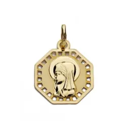 Medalla oro 18k Virgen Niña calada 16mm. [7481]
