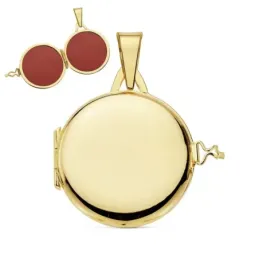 Colgante oro 18k portafotos redondo liso guardapelo [AB9368GR]