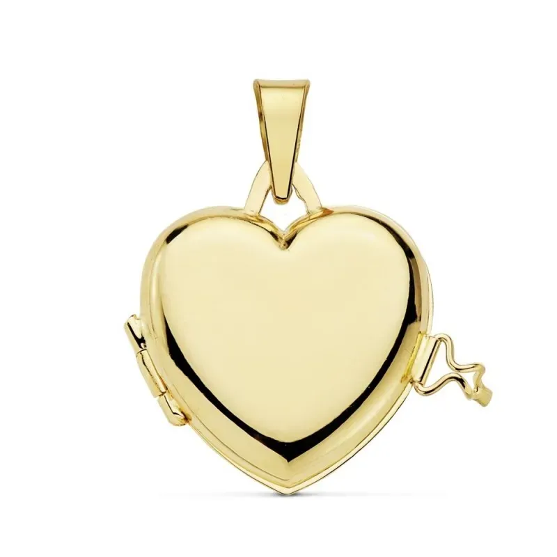 Colgante oro 18k portafotos corazón liso guardapelo [AB9369GR]