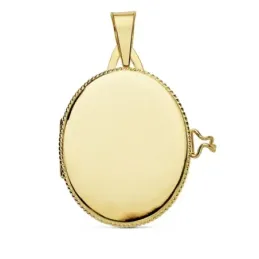 Colgante oro 18k portafotos 25mm oval liso guardapelo borde [AB9373GR]