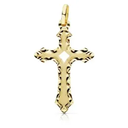 Colgante oro 18k cruz 27mm. crucifijo tallado calado [AB9374]