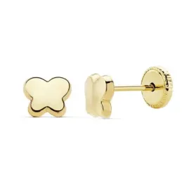 Pendientes oro 18k niña 5.5mm. motivo mariposa lisa tornillo [AB9381]