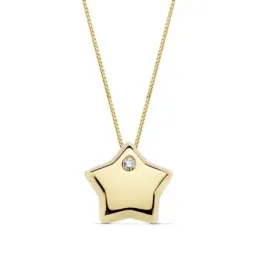 Gargantilla oro 18k cadena 42cm. colgante estrella circonita [AB9386]