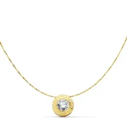Gargantilla oro 18k cadena 42cm. chatón greca circonita [AB9397]