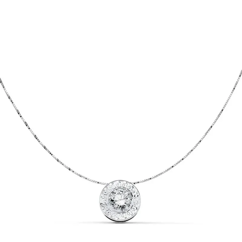 Gargantilla oro 18k blanco 42cm. chatón greca circonita [AB9400]