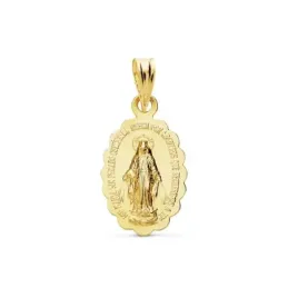 Medalla oro 18k 18mm. Virgen Milagrosa [AB9419]