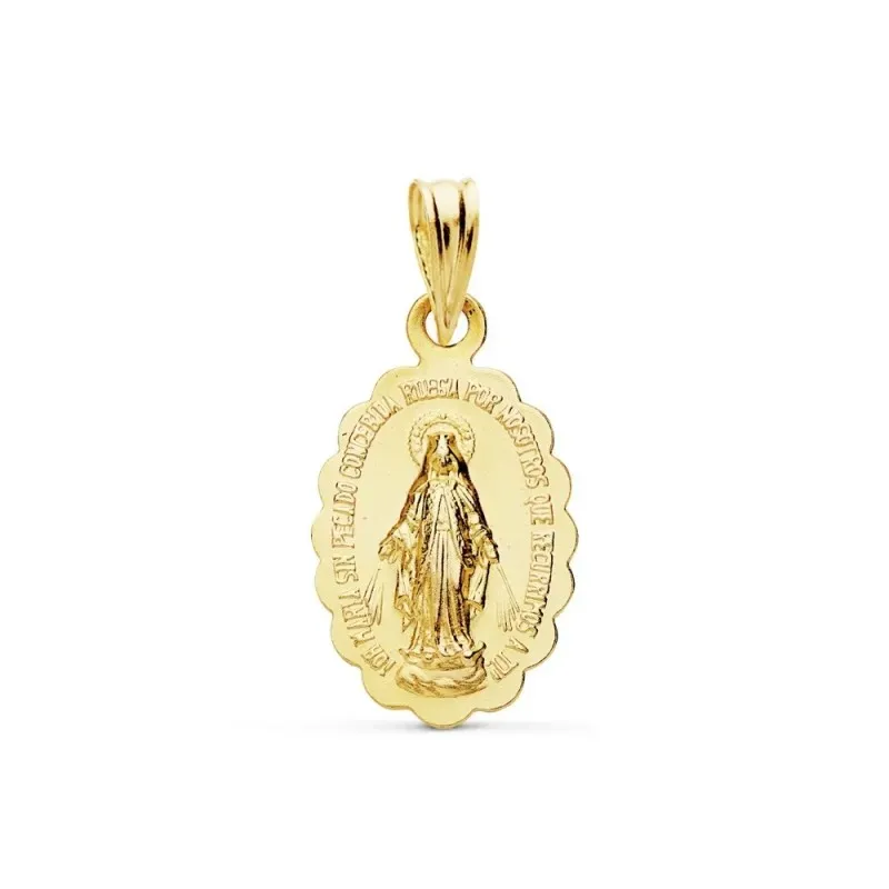 Medalla oro 18k 18mm. Virgen Milagrosa [AB9419]